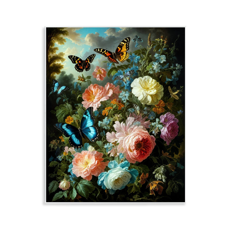 «Blooming Roses & Monarch Butterflies», plaque murale par Tabz Jones