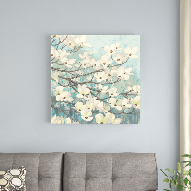 "Dogwood Blossoms II" par James Wiens - reproduction d'art sur toile tendue, H 30 po x l 30 po
