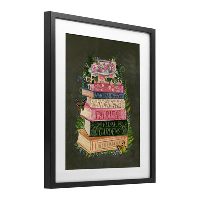 «Floral Fairy Book Stack», reproduction encadrée sous verre, design par Glad You Here Co.