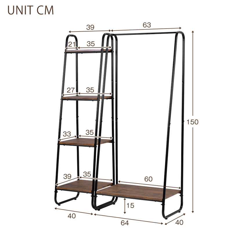 Mishler 104cm Clothing Rack, Black/Wood
