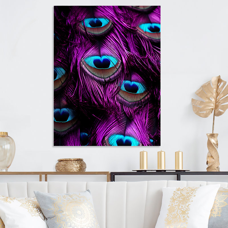 «Purple Feather Dreams II - Glam Feather», art mural en métal, H 20 po x l 12 po x P 1 po