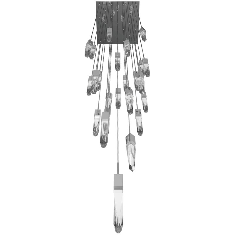 Aspen Collection 25 Light Bubbled Crystal Multi Port Pendant, Polished Chrome