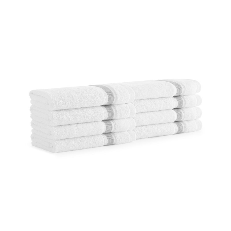 Essuie-mains turc rayé en coton égéen 600 g / m² Davé (paquet de 8), Gris clair