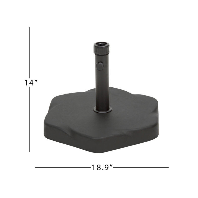 Pied de parasol hexagonal - 30 kg, béton et fer, noir, 49,3 cm x 49,3 cm x 35,7 cm, avec adaptateur pour différentes tailles et bouton de serrage. Support robuste et polyvalent. Adaptateurs inclus.