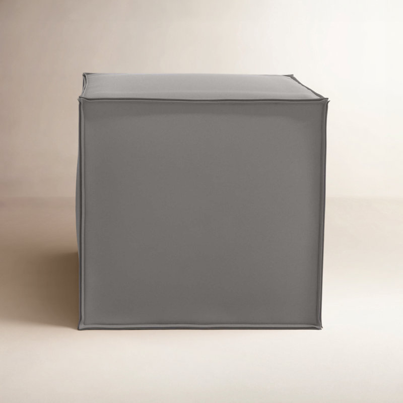 Cohle 19'' Wide Square Cube Ottoman, Classic Otter Performance Velvet