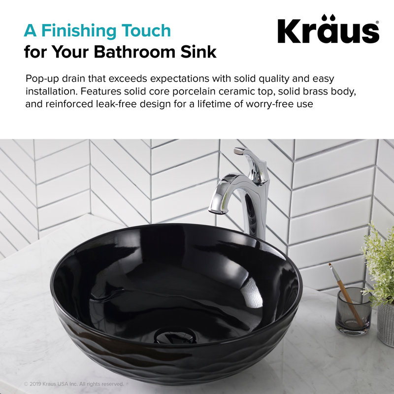 Viva Pop-Up Bathroom Sink Drain, Black