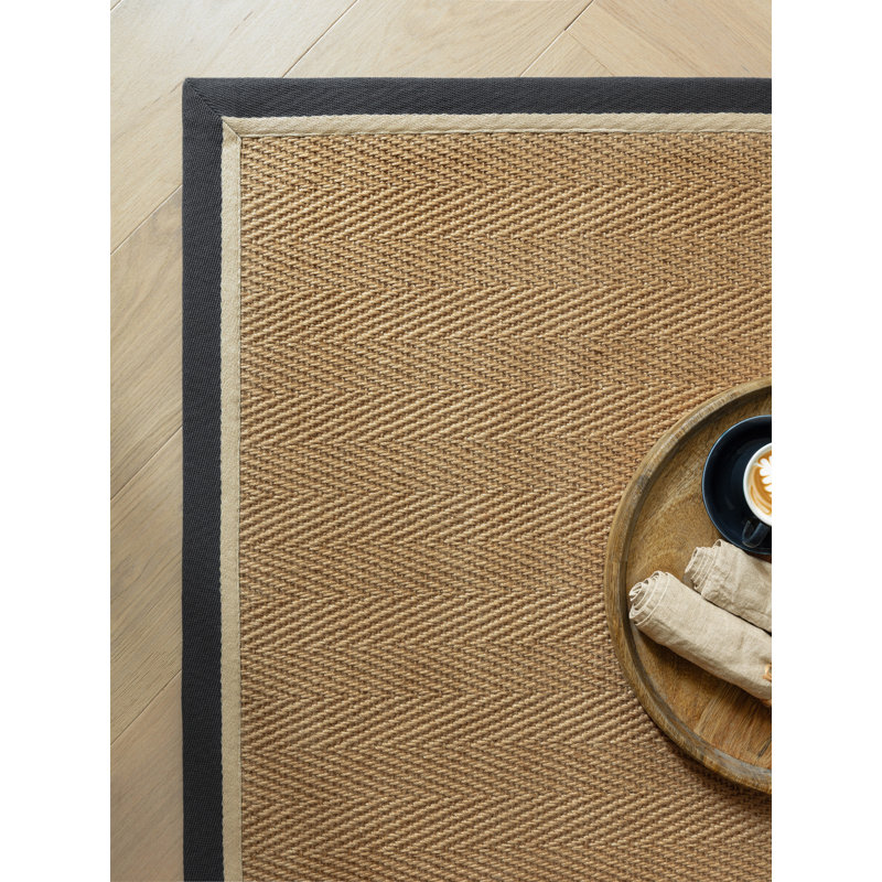 Rondle Herringbone Jute Area Rug, Rectangle 160 x 230 cm, Slate Cream