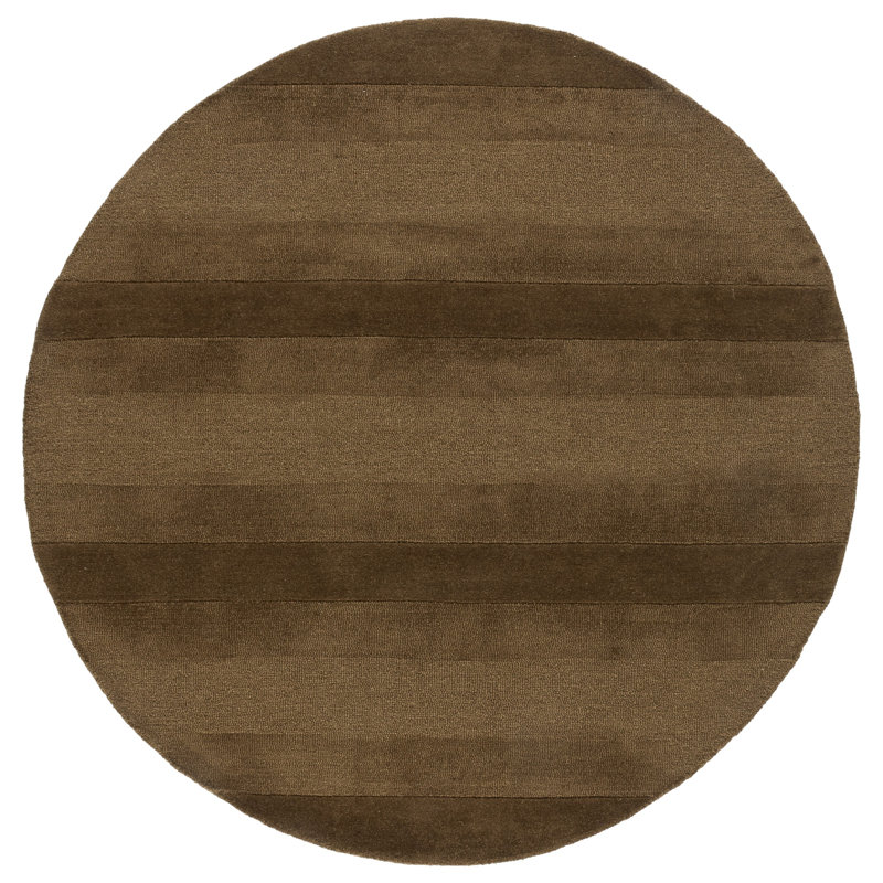 Tapis rayé en laine touffeté à la main Ebony 726, Round 6'