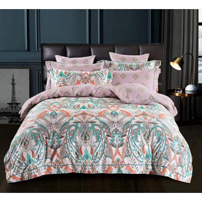 Ensemble de housse de couette 3 pièces Green Paisley