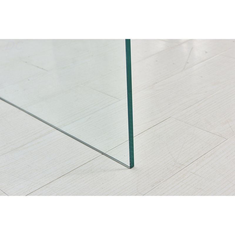 Transparent End Table,Tempered Clear Bent Glass Sidetable, Table