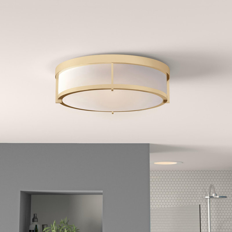 Aura Flush Mount, 17", Satin Brass