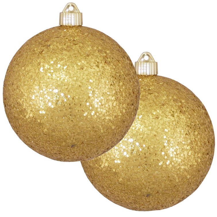 6 (150mm) Ornament, Commercial Grade Shatterproof Plastic, Ball Shape Ornament Decorations Glitz (Set of 2) The Holiday Aisle Color: Gold