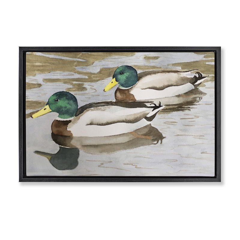 Cadre flottant Mallard Ducks, design Stephanie Fielden, H 17 po x l 25 po, Cadre flottant noir de jais