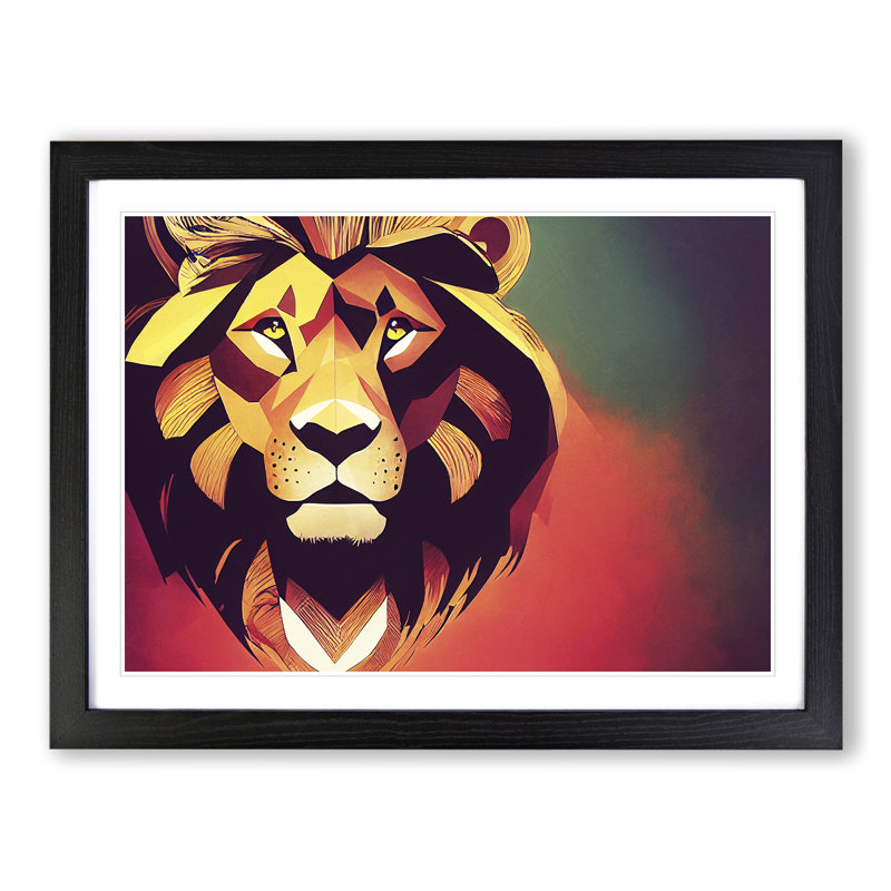 The Impressive Abstract Lion - Single Picture Frame Print, Black, 34cm H x 46cm W