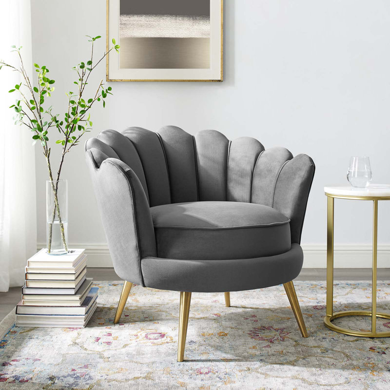 Modway Silver Orchid Gruning Velvet Accent Armchair, Gray