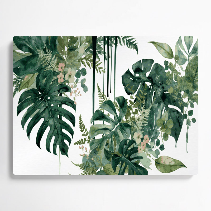 «Botanical Botanical Collage», art mural en métal vert