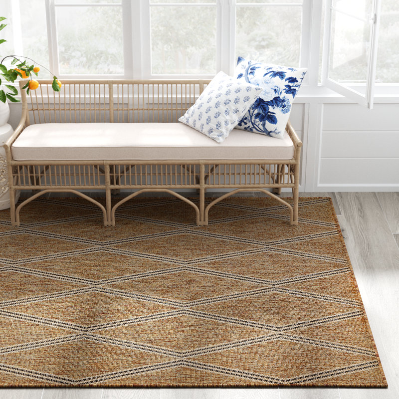 Twill Geometric Indoor / Outdoor Rug, Rectangle 5'3" x 7'
