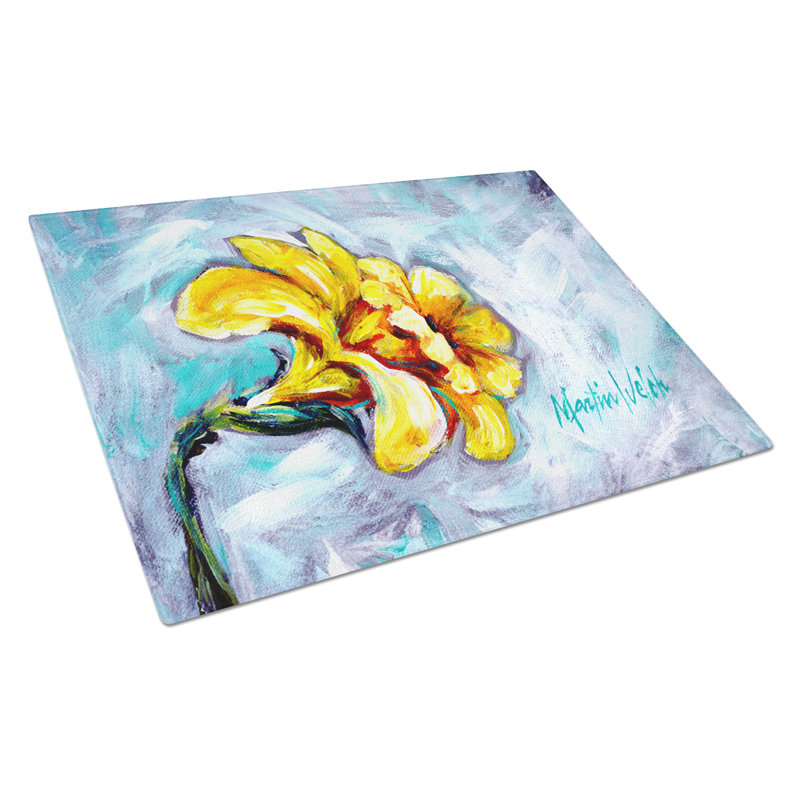 Yellow Daffy Daffodils Glass Cutting Board