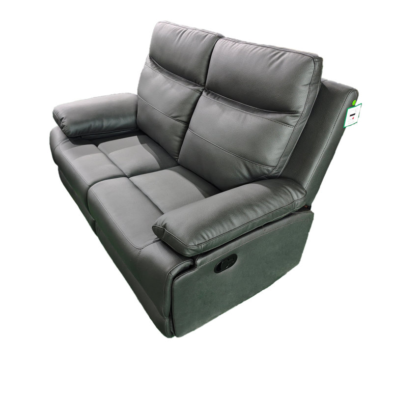 Berendina 2 Seater Faux Leather Reclining Sofa, Light Grey