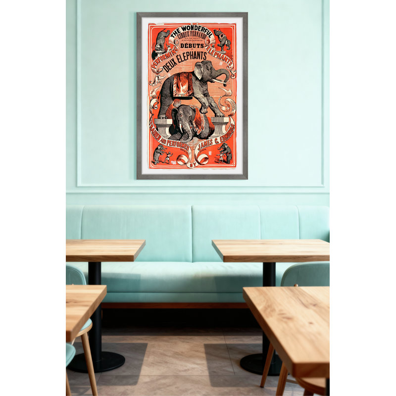 «Wonderful Elephants», reproduction encadrée, H 12 po x l 8 po