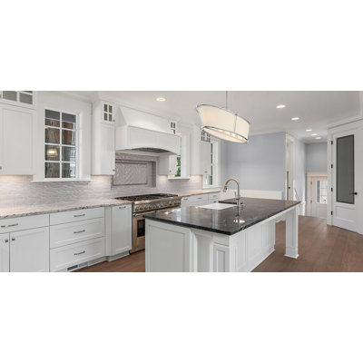 Pulito 6-Light Polished Nickel Island Pendant with Cream Linen Shade