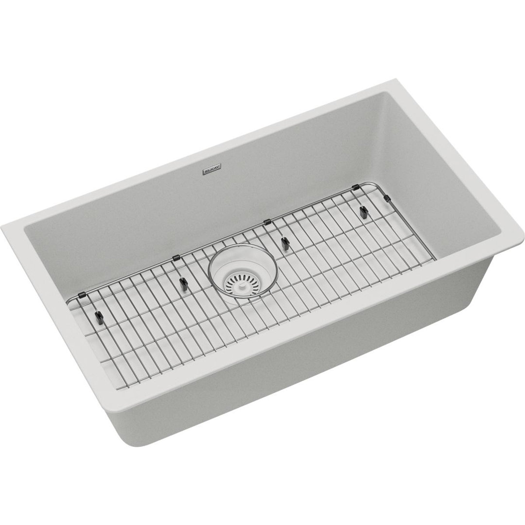 Quartz 33" x 18-7/16" x 9-7/16" Undermount Kitchen Sink with Basket Strainer Elkay 