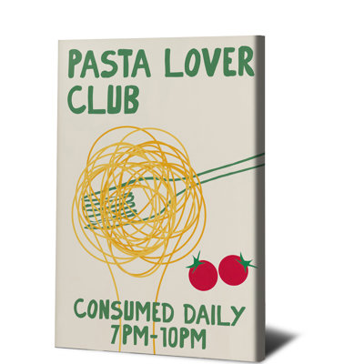1 pièce, art mural, affiche encadrée, Pasta Lover Club Kitchen, impression sur toile décorative avec spaghetti et tomates pour les amateurs de cuisine italienne moderne, décoration sur le thème de la salle à manger ou de la cuisine