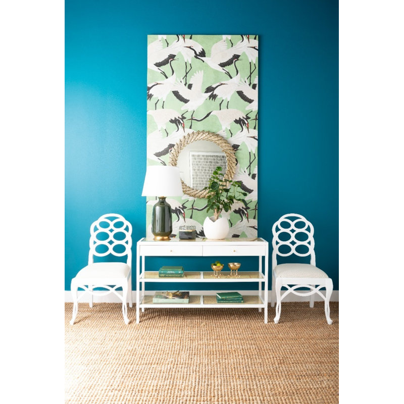 Caanan 48'' W Glass Console Table, Vanilla