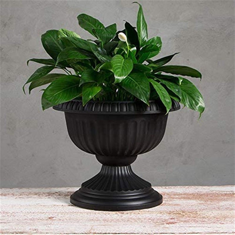Antonie Urn Planter, Black, 14.5" H x 18" W x 18" D