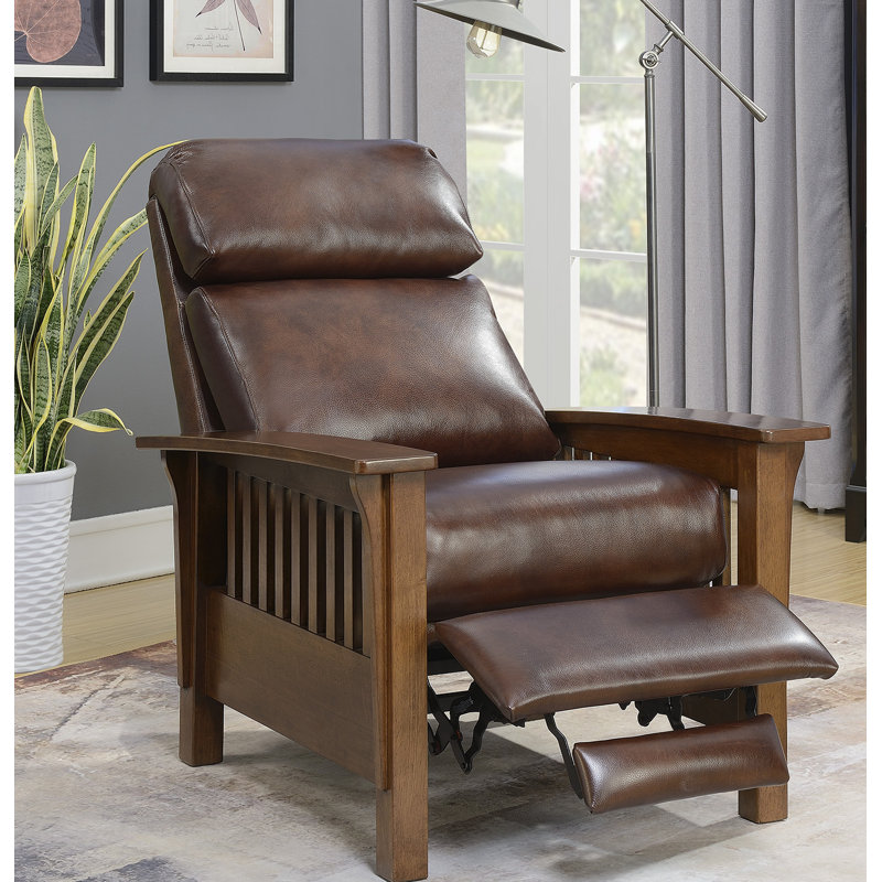Rinker Recliner, Wenlock Fudge Split Grain Leather, Mahogany