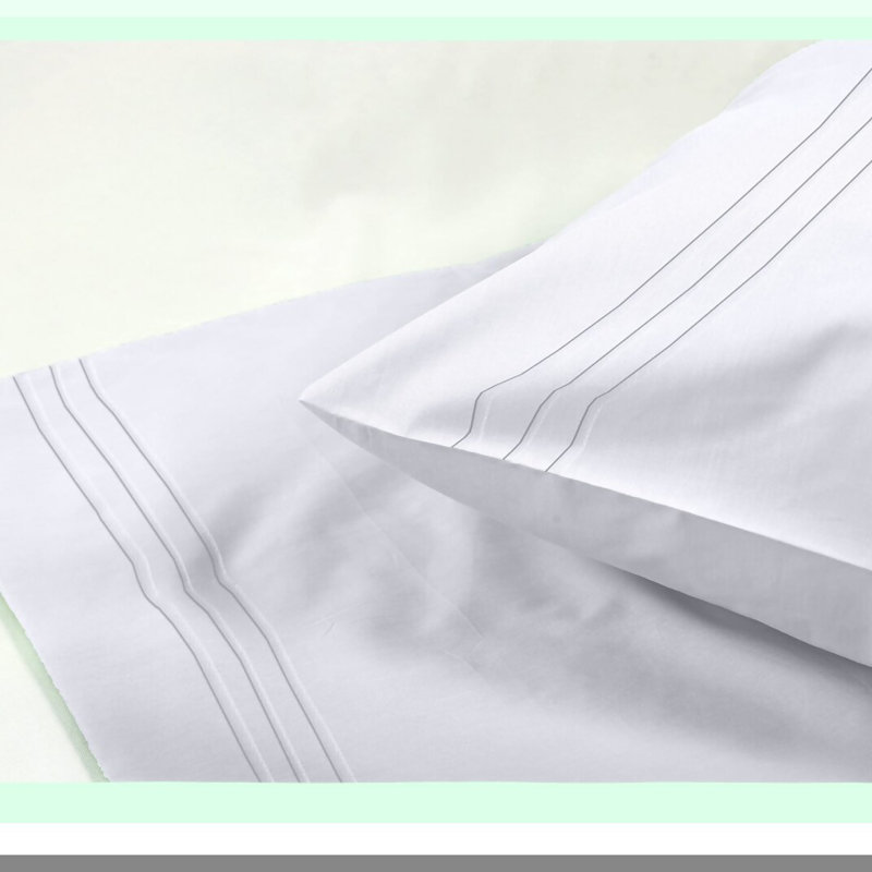Luxury Silky Soft 1500 Thread Count Embroidered Pillowcase Set - Wrinkle & Fade Resistant, High Quality 2-Piece White Pillow Cover