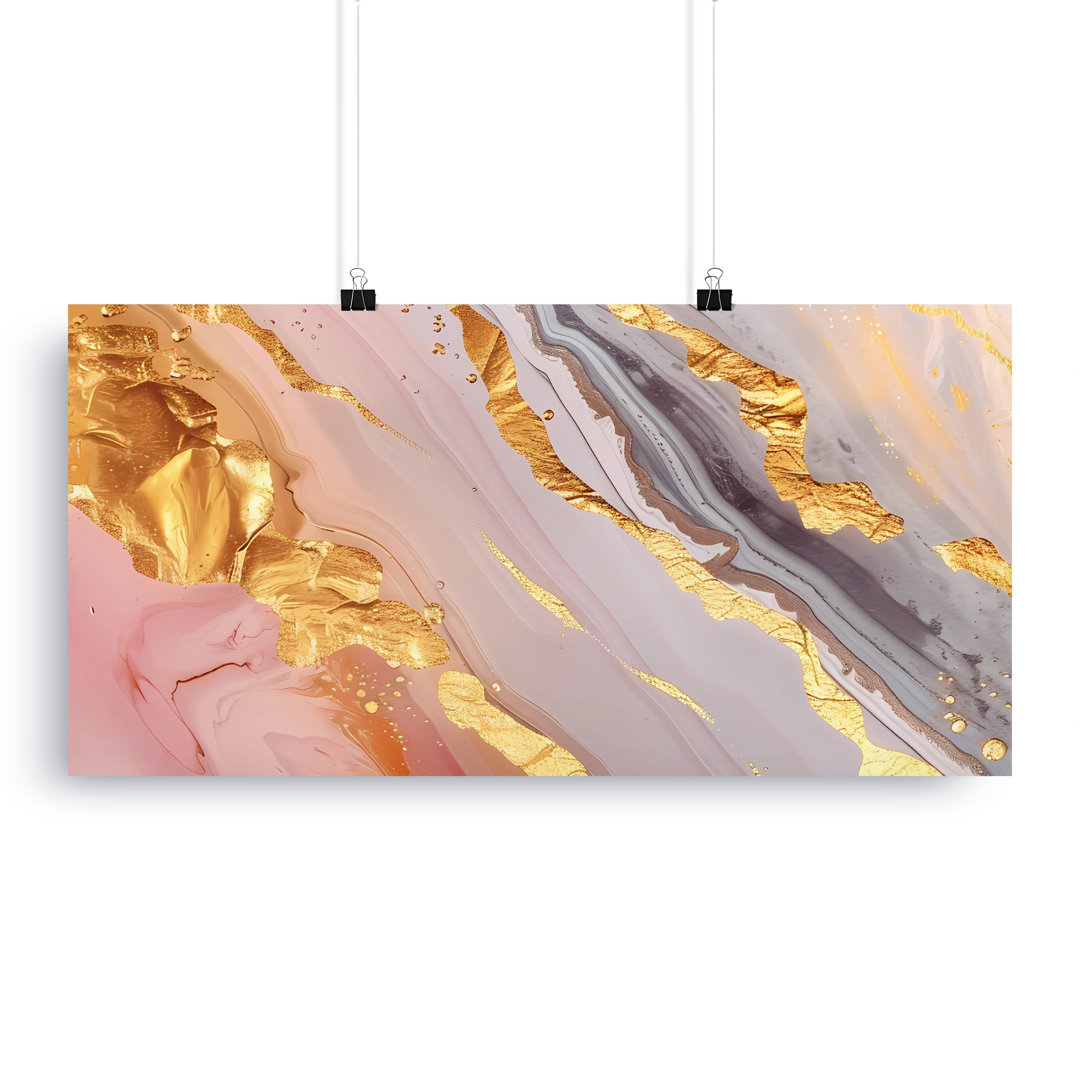 Abstract Wall Art, Metallic Gold Purple Canvas, Flowing Fabric Print, Modern Home Decor, Wrapped Canvas Art, Horizontal Vertical Art