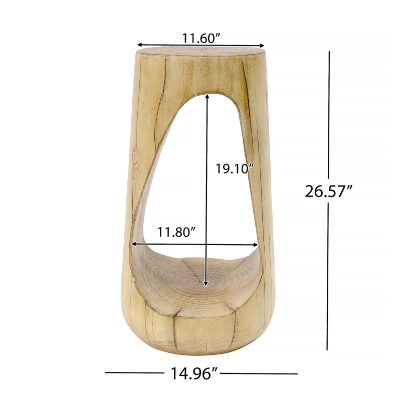Table d'appoint d'extérieur avec design creux, table de bout, table d'appoint pour balcon de patio, Naturel