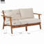 2-Piece Mid-Century Modern Patio Set, Acacia Wood Loveseat & Slatted Coffee Table with Weather-Resistant Cushions