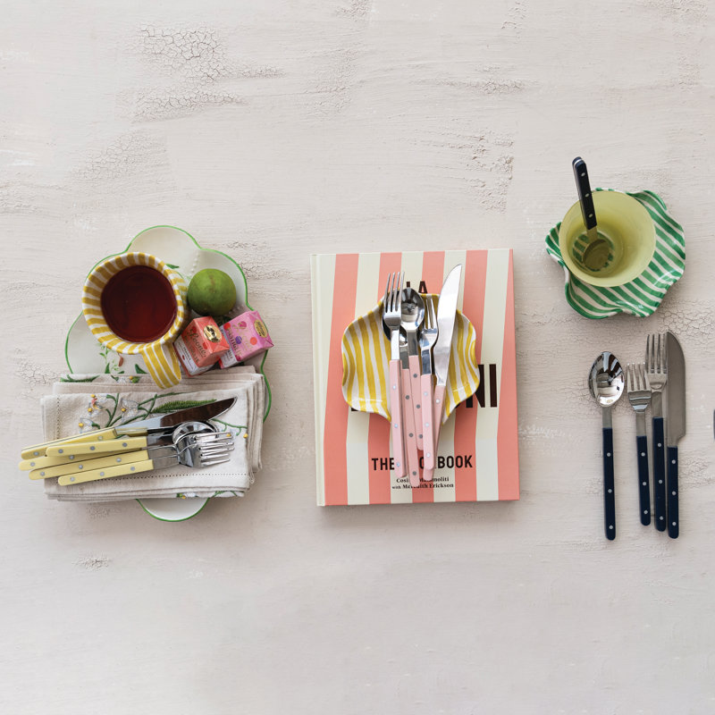 Artisan Stainless Steel & Pink Resin Flatware, Pink