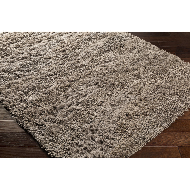 Tapis de zone taupe en laine uni handwoven à tissage plat Messerly, Rectangle 2 pi x 3 pi