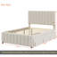 Lit plateforme double tapissier avec lit gigogne simple et 3 tiroirs, tissu en lin-108949100