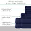 Ensemble de serviettes 24 pièces Willow - 100% coton peigné, qualité supérieure 630 g / m², bleu marine, ultra doux et très absorbant (6 serviettes de bain, 6 serviettes à main, 12 serviettes de toilette)-2017717014-2017717023