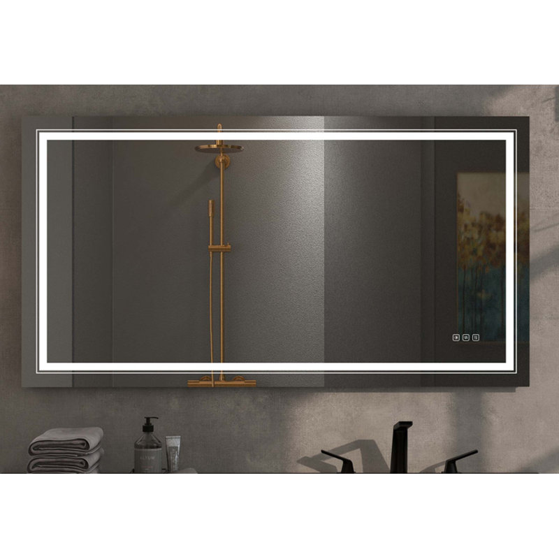 Miroir anti-buée avec bouton, 28 po x 60 po