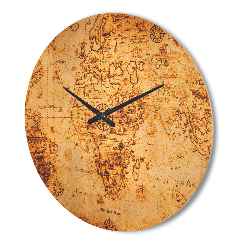 Horloge murale loupe sur carte du monde, Grand
