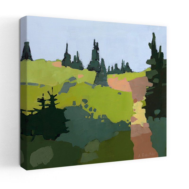 Sentier vers le haut, paysage contemporain abstrait, art naturel, H 18 po x l 18 po