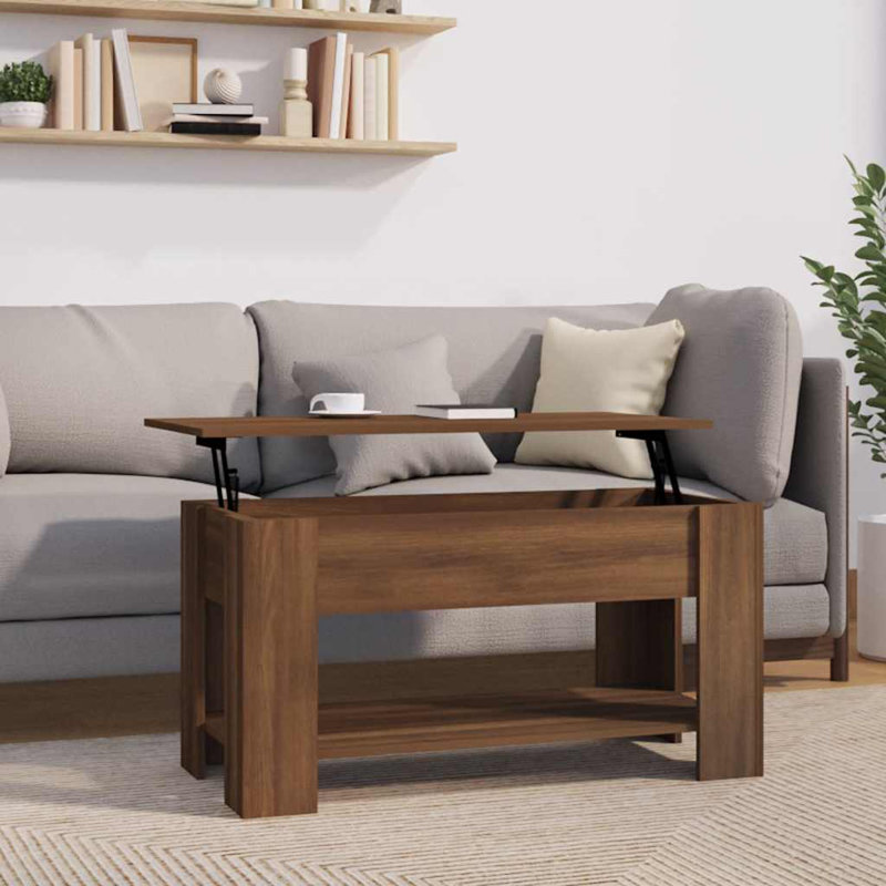 Andrewjames Manufactured Wood Frame Single Coffee Table with Storage, Brown Oak, 20.5" H x 39.8" W x 19.3" D