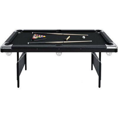 Table de billard pliante 7 pi avec feutre de qualité supérieure - Table de billard portable avec boules, 2 queues, craie et brosse pour les salles de jeux et les loisirs à la maison