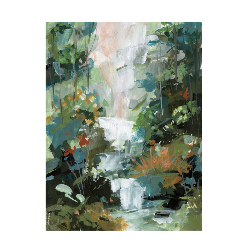 Art mural sur toile tendue - "Verdant Profondeurs I" de Melissa Wang, décoration murale pour le salon, la chambre à coucher ou le bureau - 14 x 19