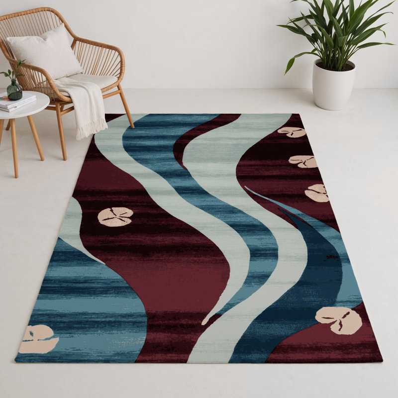 Tapis intérieur et extérieur brun Watercolor, Rectangle 5 pi x 7 pi
