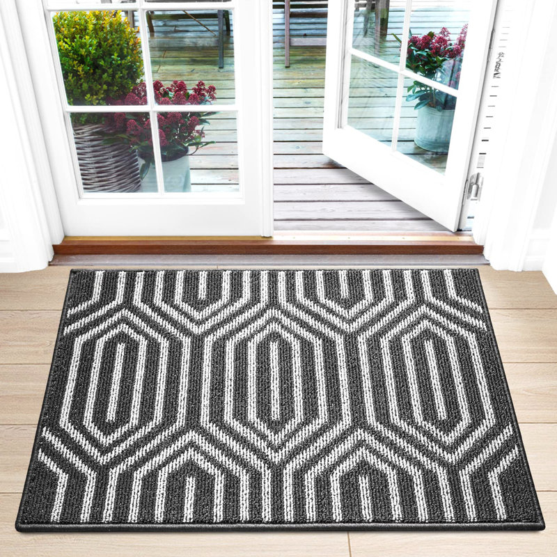 Low-Profile Floor Non-Slip Door Mat, Black, 38.1cm W x 61cm L