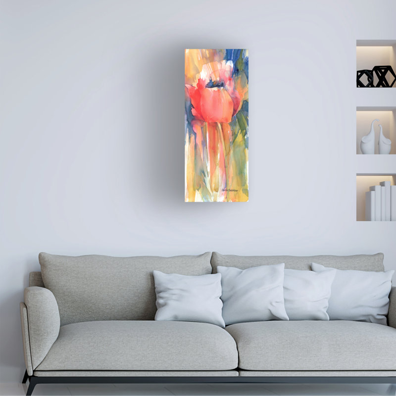 Art mural sur toile tendue - Annelein Beukenkamp «Posing Red», art mural pour salon, chambre à coucher ou bureau - 10 x 24