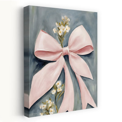 Pink Bow And Blossoms - Contemporary Contemporary Feminine Fashion Art