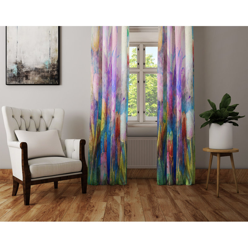 Paire de rideaux semi-transparents Watercolor, l 20 po x L 52 po