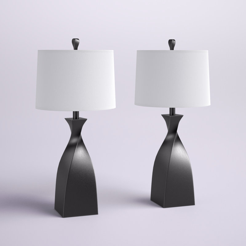 Ensemble de lampes de table 30,25 po Aroha Andrieka, Gris ardoise, Blanc cassé